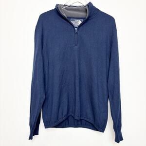 The North Face Men's Quarter Zip Long Sleeve Blue Wool Blend Sweater M